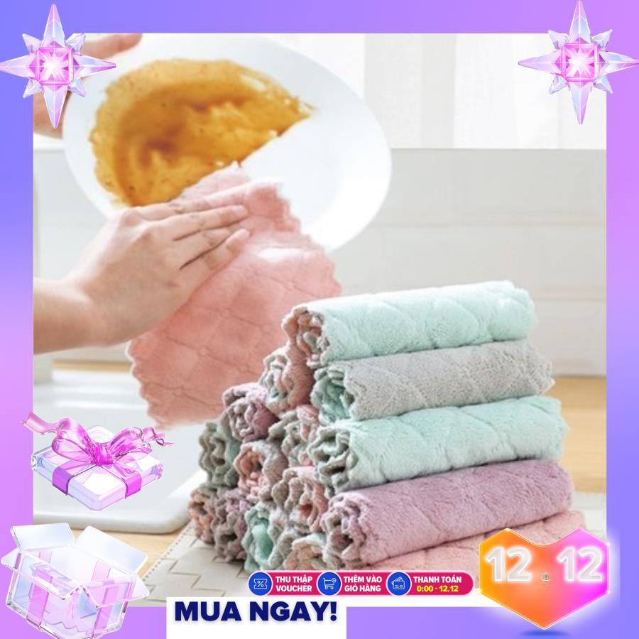 Set 5 khăn lau đa năng hai mặt , khăn răng cưa thấm hút cực tốt