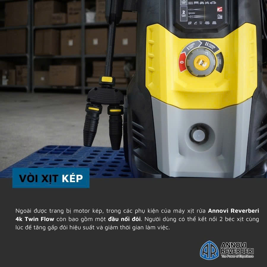 Máy xịt rửa xe cao áp 2500W - 150bar Annovi Reverberi 4K TWIN FLOW – Hàng chính hãng