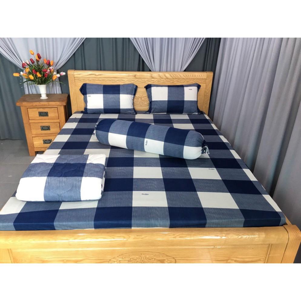 Bộ 4 Món Ga Gối Thun Lạnh Thun Mát Mềm Cao Cấp LAN PHAM BEDDING - Hình Caro To