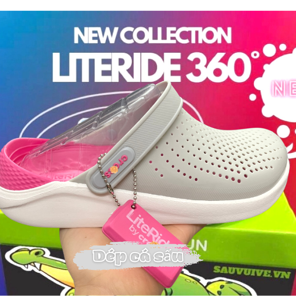 Dép sục cross literide màu ghi hồng êm mềm nam nữ hàng xuất xịn, mẫu mới, full box
