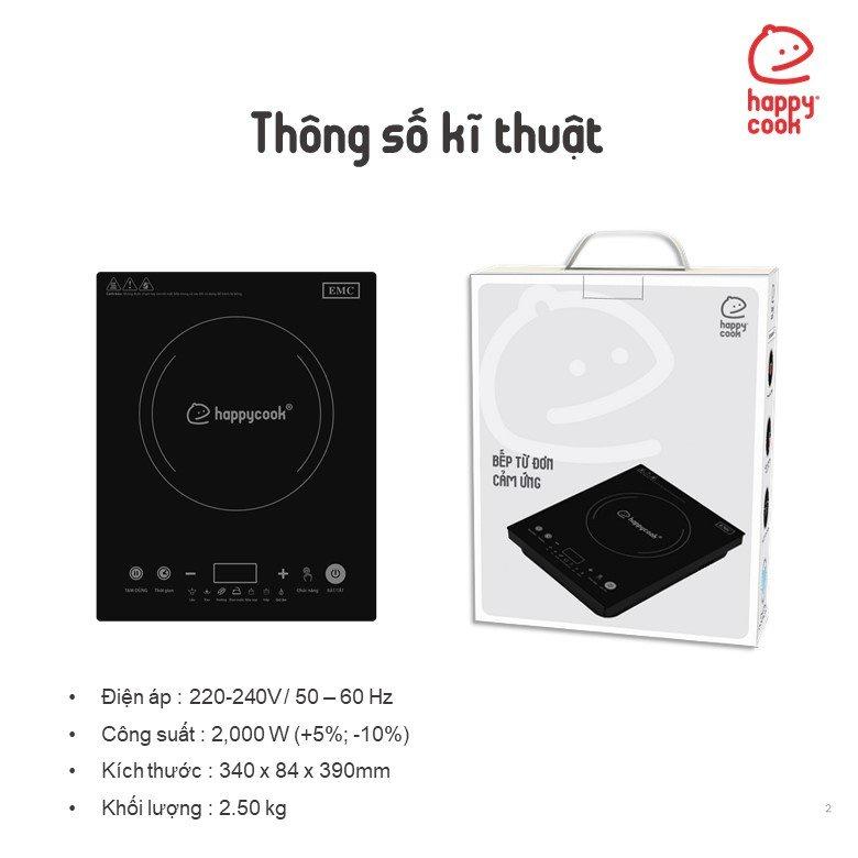 Bếp từ đơn cảm ứng Happy Cook 2000W HSI-200CB - Hàng Chính Hãng