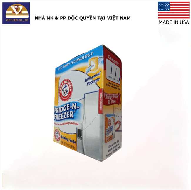 Hộp baking soda khử mùi tủ lạnh arm &amp; hammer Mỹ 396.8gr