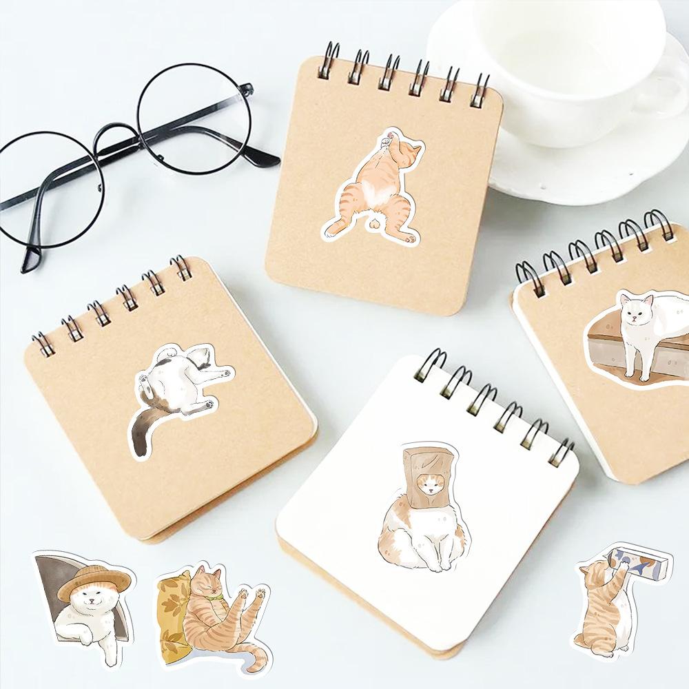 Sticker mèo cute đáng yêu dán sổ tay, notebook, mũ bảo hiểm, vali, ván trượt