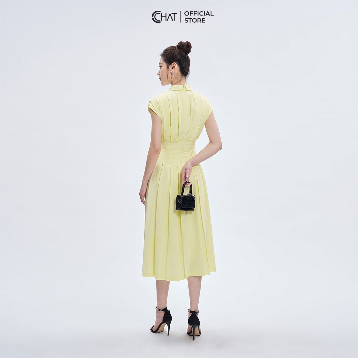 Đầm Nữ  Ly Súp Thắt Eo Vai Rơi Chất Tuytsi Mềm Mịn 53VNS2006XT