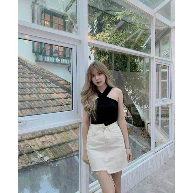 áo ống kiểu 2 dây chéo cổ croptop thun mịn xịn mẫu dễ thương thời trang 2021 A4