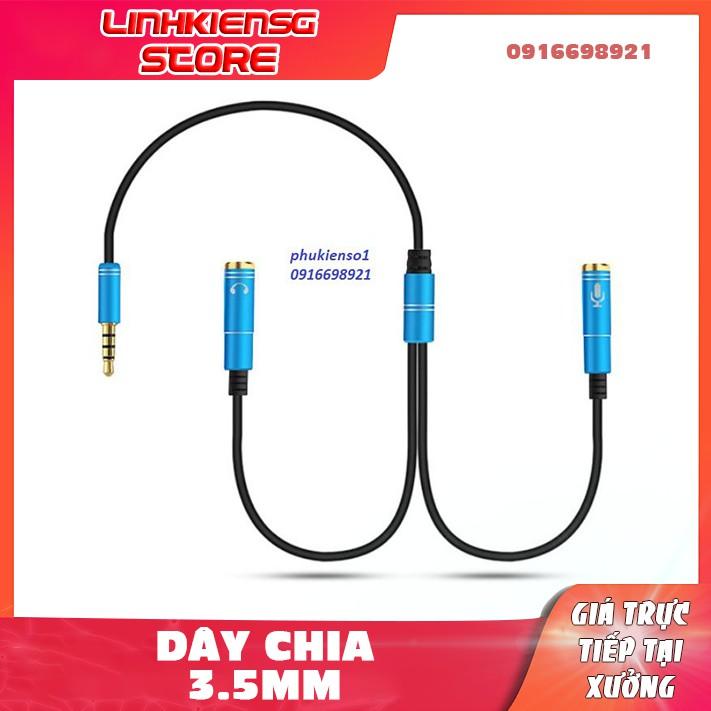 Dây Jack chuyển chân tai nghe điện thoại 4 chân ra 2 cổng audio 3.5 mm - 1mic 1audio