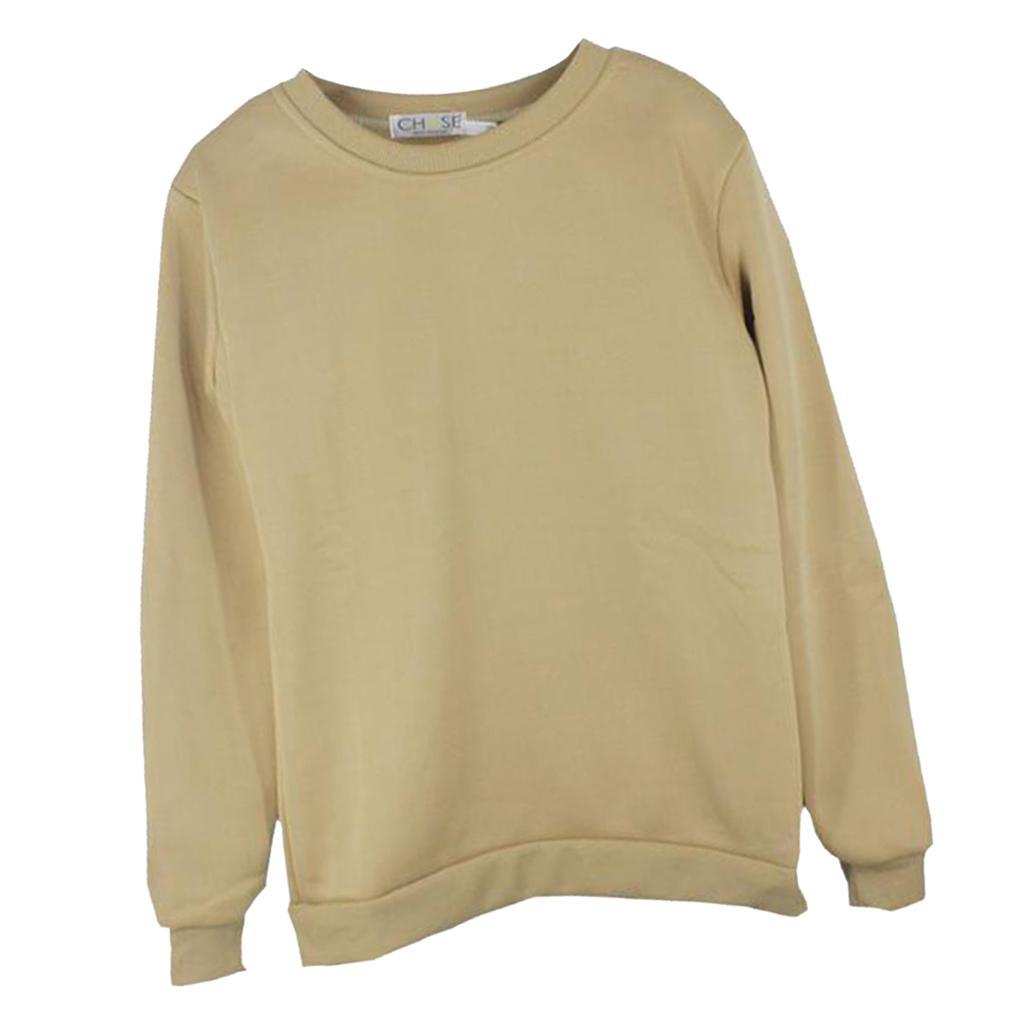 Autumn Solid Round Neck Long Sleeves Fleece Sweatshirts Unisex Loose Top