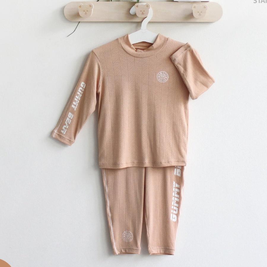 Bộ quần áo giữ nhiệt trẻ em Hrnee Gummy Modal AIR size cho bé từ 6 tháng đến 4 tuổi - Xanh Cẩm Thạch