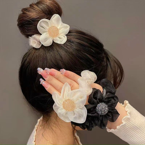 Dây cột tóc chun buộc tóc hoa trà dễ thương thời trang Hàn Quốc