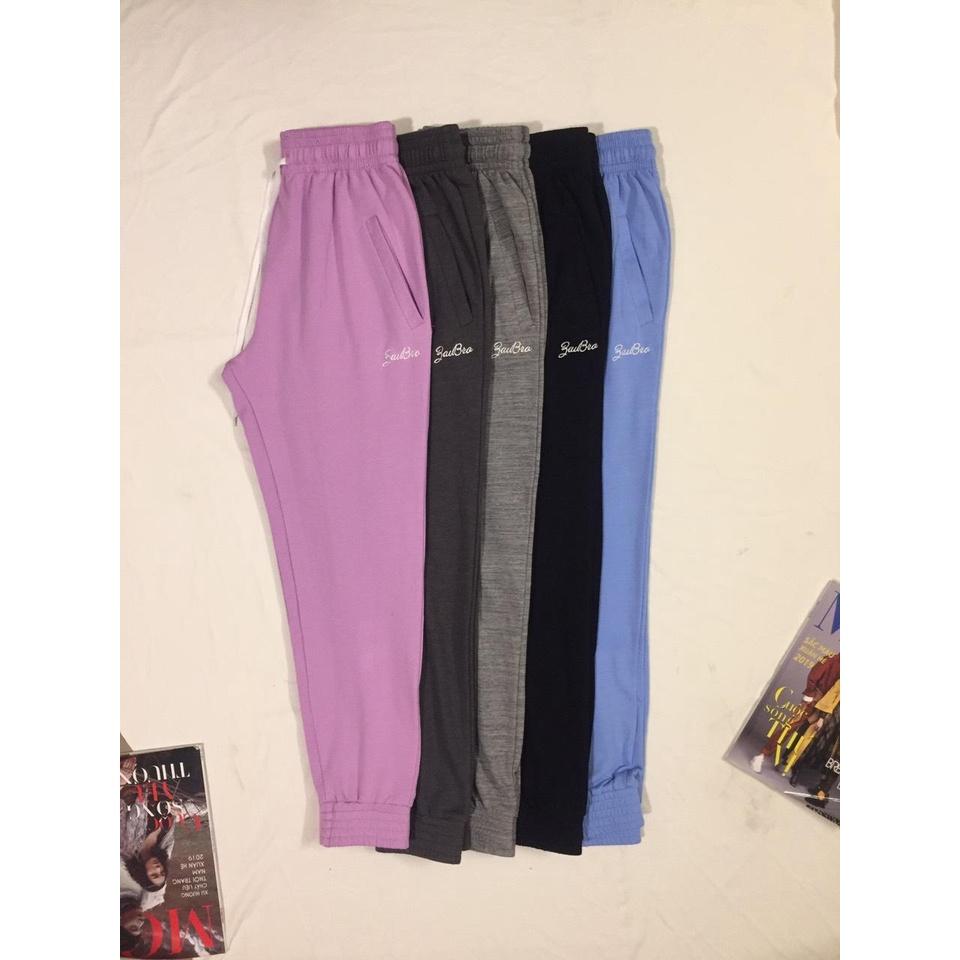 Quần nỉ nữ cotton Jogger sport _ thêu chữ