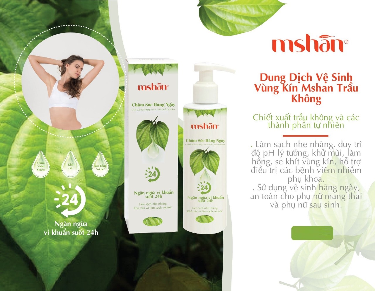 Dung dịch vệ sinh phụ nữ làm hồng và se khít vùng kín trầu không 100ml - Chính hãng