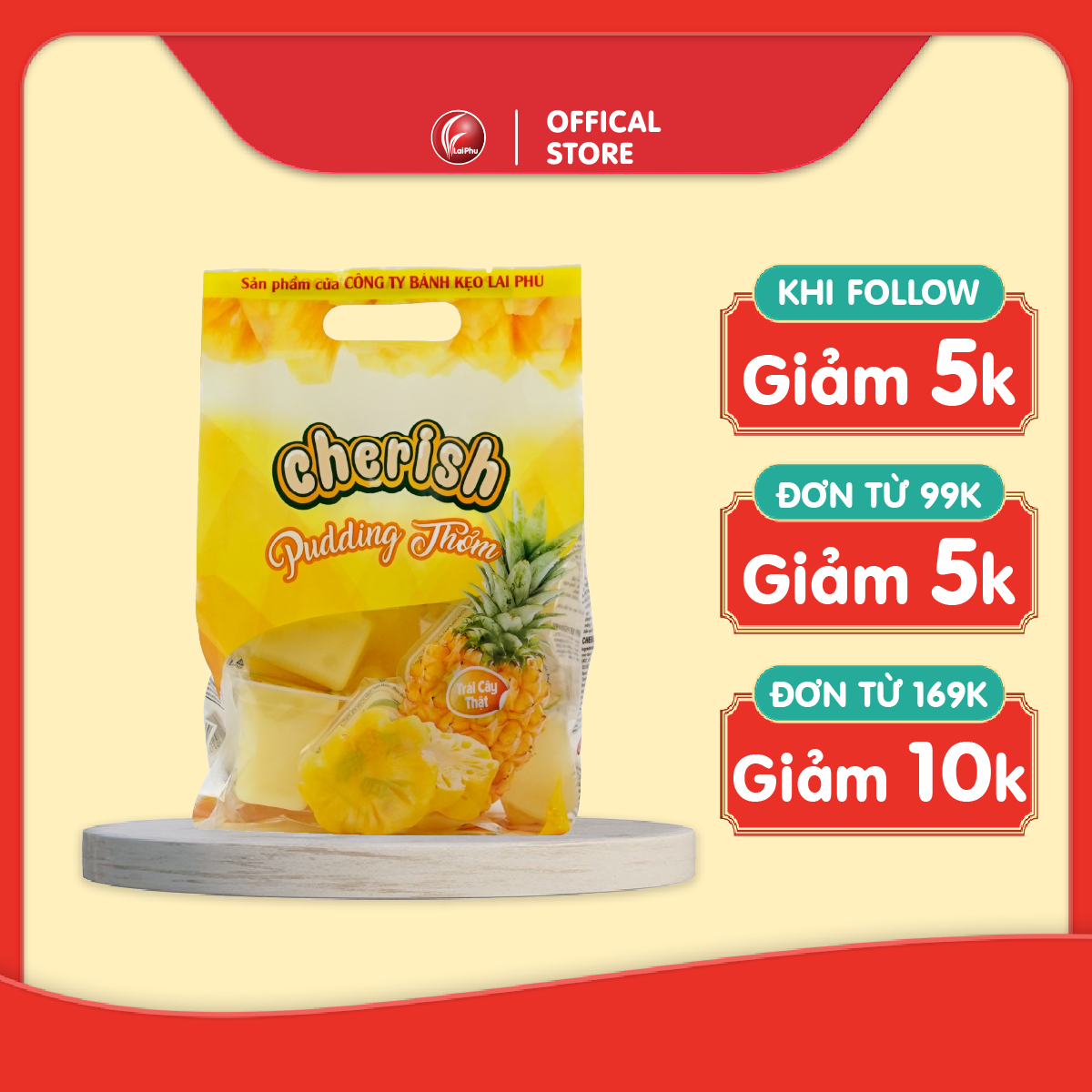 Thạch pudding Cherish vị Thơm 405g