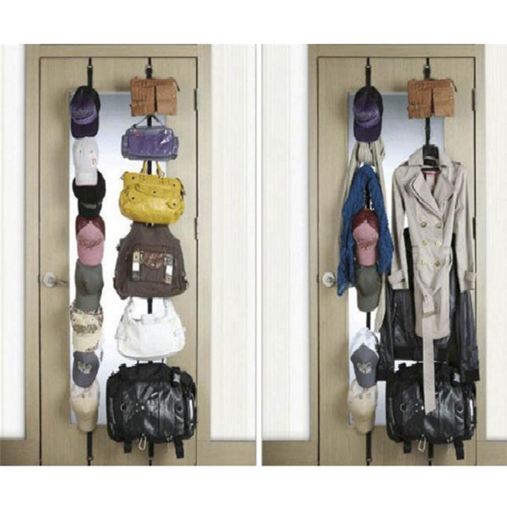 8 Hooks Over Door Hanger Hat Umbrella Rack Organizer Rack Holder Black