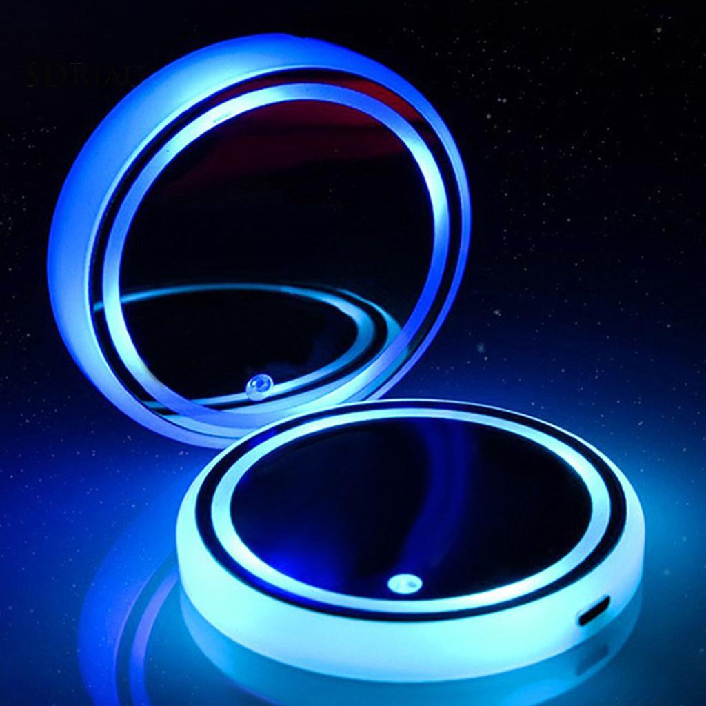 Bộ 2 Đế Lót Ly Tích Hợp Đèn Led Nhiều Màu Sắc Cho Xe Hơi