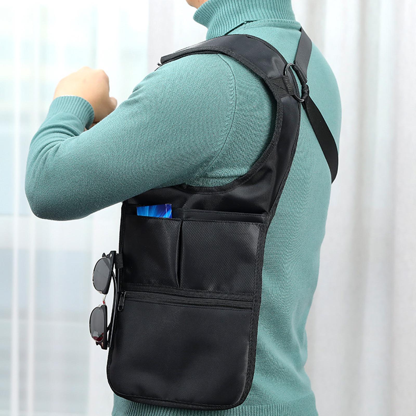 Outdoor Underarm Shoulder Bag Black Wallet Portable Backpack for Shopping Left