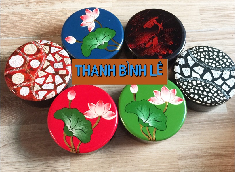 Hộp đựng sơn mài Thanh Bình Lê hình tròn