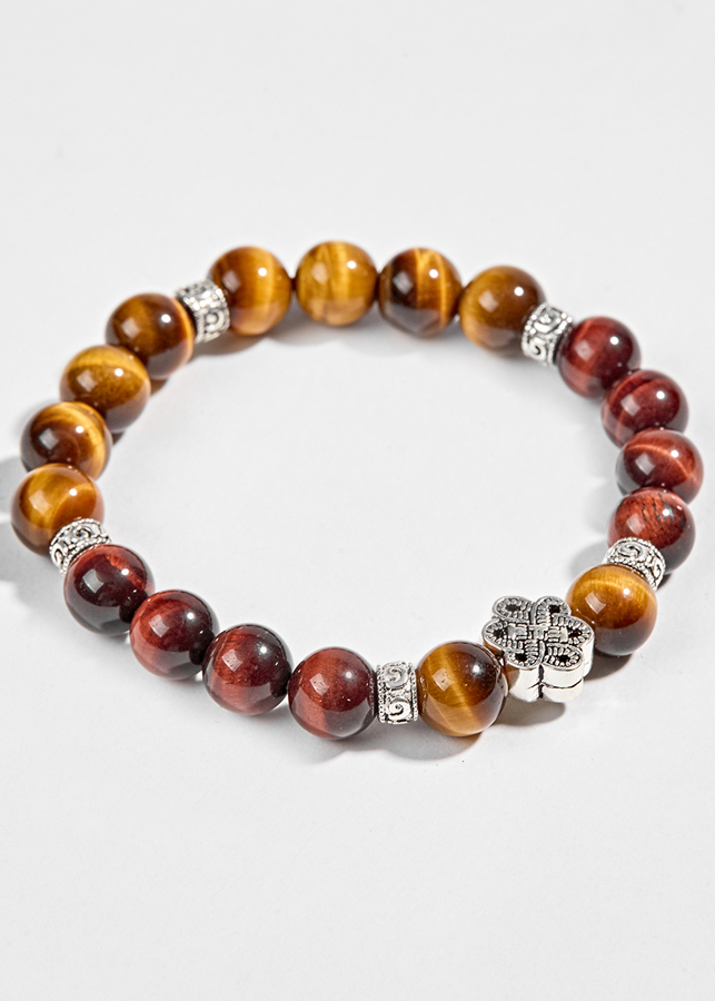 Vòng Đá Thạch Anh Mắt Hổ Phối Charm Bạc