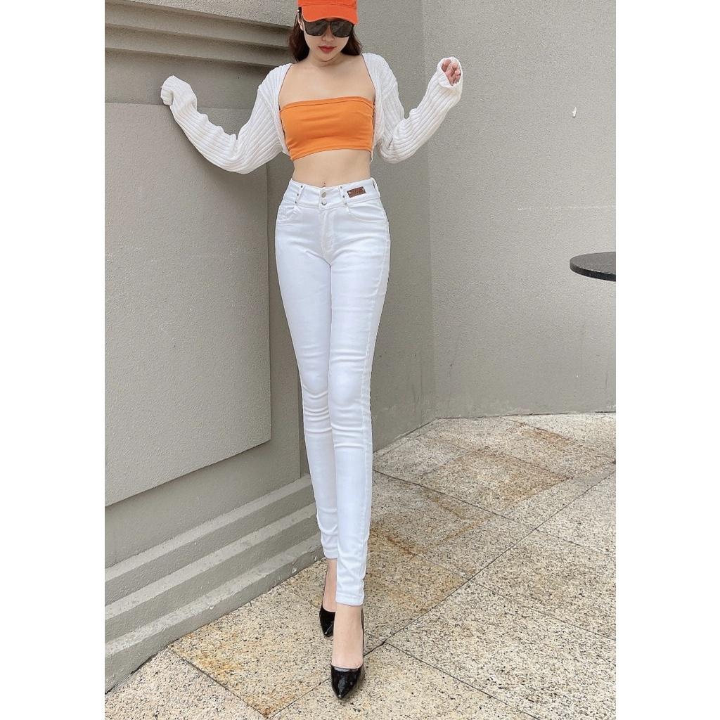 Quần Jeans Nữ Ống Ôm Lưng Cao Co Giãn