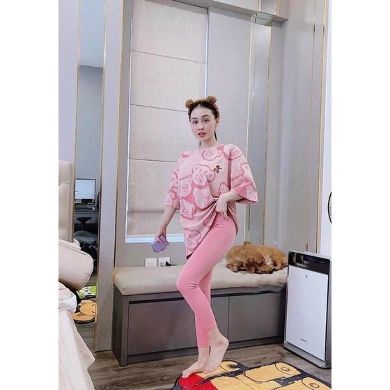 Đồ Bộ Nữ Hình Gấu bao đẹp, Chất Thun Cotton 100%, 40kg đến 60kg vừa