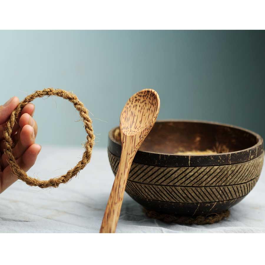 Tô/Chén/Bát gáo dừa hoa văn Cae