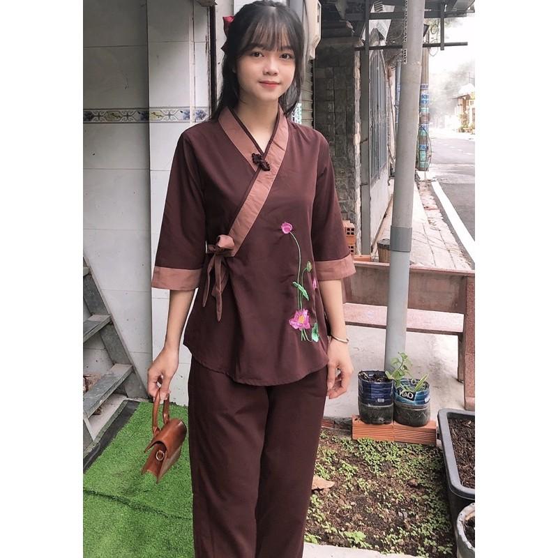 Đồ Lam Đi Chùa # Một Nút Nơ Phối # Đồ Bộ Nữ # Quần Áo Nữ