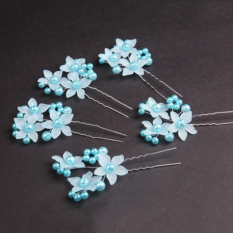Set 2 cài tóc trâm hoa ngọc trai phụ kiện tóc cô dâu