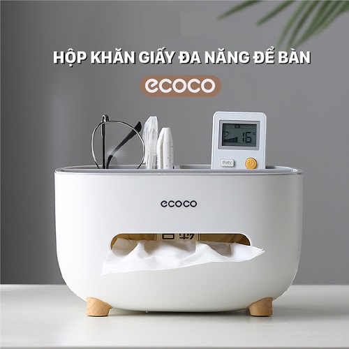 Hộp Đựng Giấy Ăn Để Bàn Có Ngăn Để Đồ Đa Năng, Chất Liệu Nhựa PP Cao Cấp