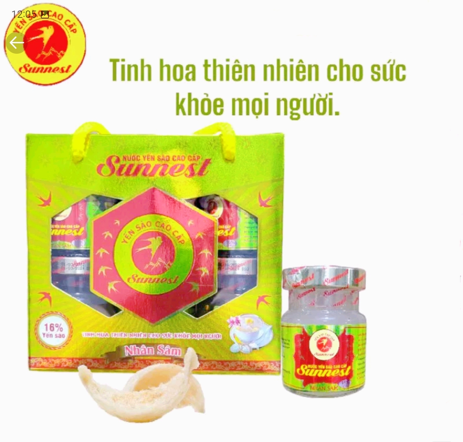 ️Hộp 6 Hũ YếnSàoSUNNESTNhânSâm20 Lọ Thủy Tinh ️