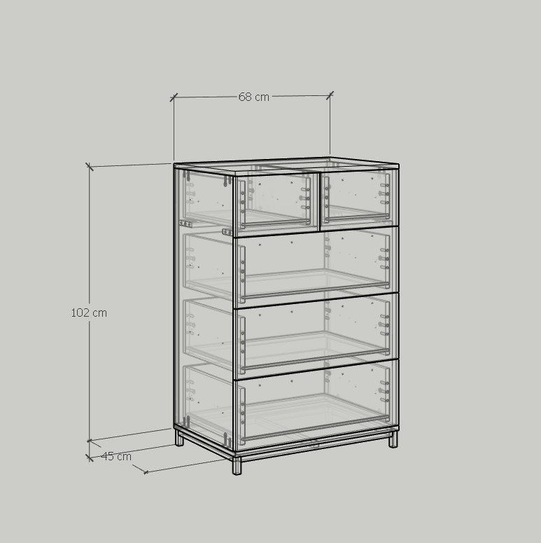 [Happy Home Furniture] LOUIS , Tủ lưu trữ 5 ngăn kéo - chân sắt , 68cm x 45cm x 102cm ( DxRxC), THK_062