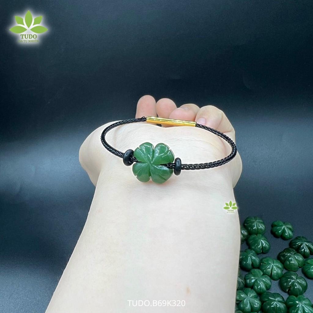 Vòng Tay Nữ Đẹp - Vòng Phong Thủy Đa Mệnh TUDO VDCNB Charm Cỏ 4 Lá May Mắn, Dây Cáp Chốt Bấm B69K320