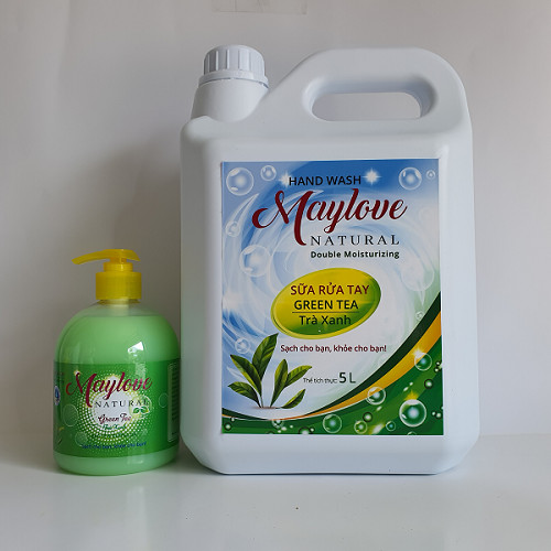 Sữa Rửa Tay Maylove Greentea 5 lít + KM 1 Chai SRT trà xanh 500ml