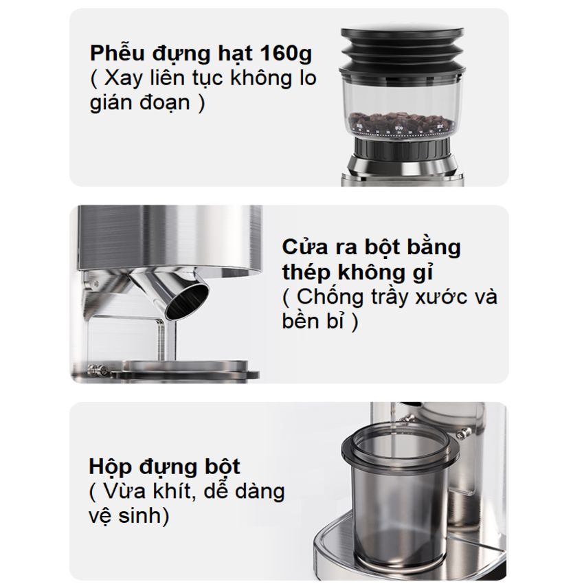 Máy xay hạt cà phê Espresso chuyên nghiệp thương hiệu HiBREW G7 tích hợp 48 chế độ xay - Hàng Chính Hãng