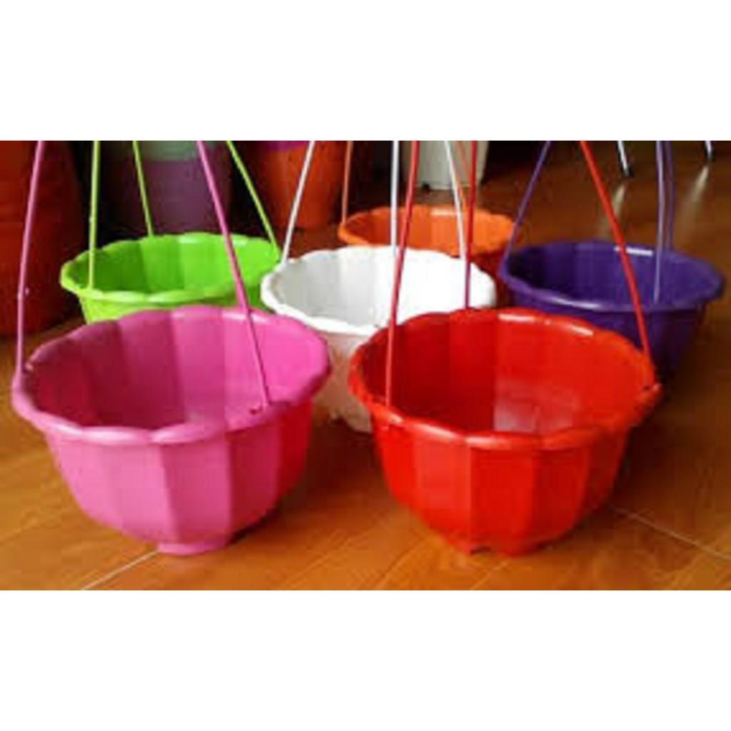 10 Chậu Nhựa Trồng Cây Có Móc Treo Nhiều Màu - Chậu Bền Đẹp
