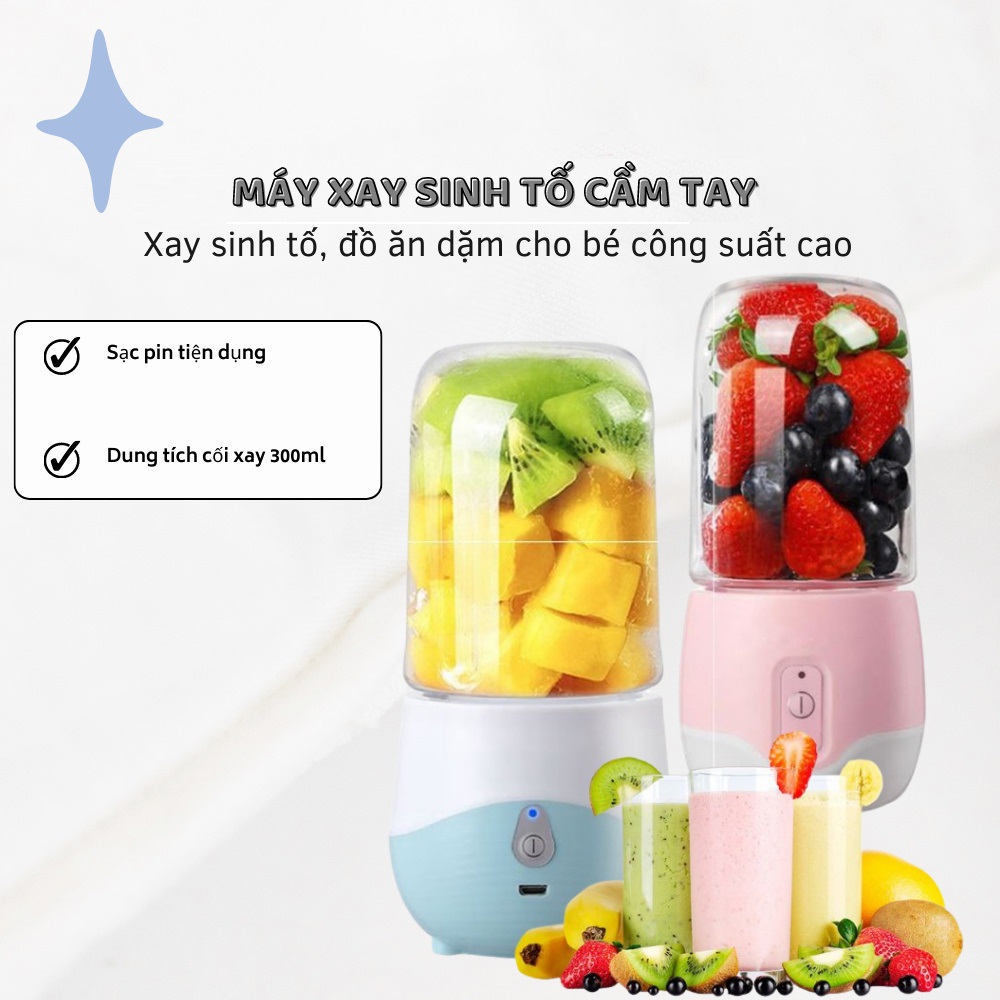 Máy Xay Sinh Tố Đa Năng Cầm Tay - Xay cực nhanh 9s, cao cấp, an toàn