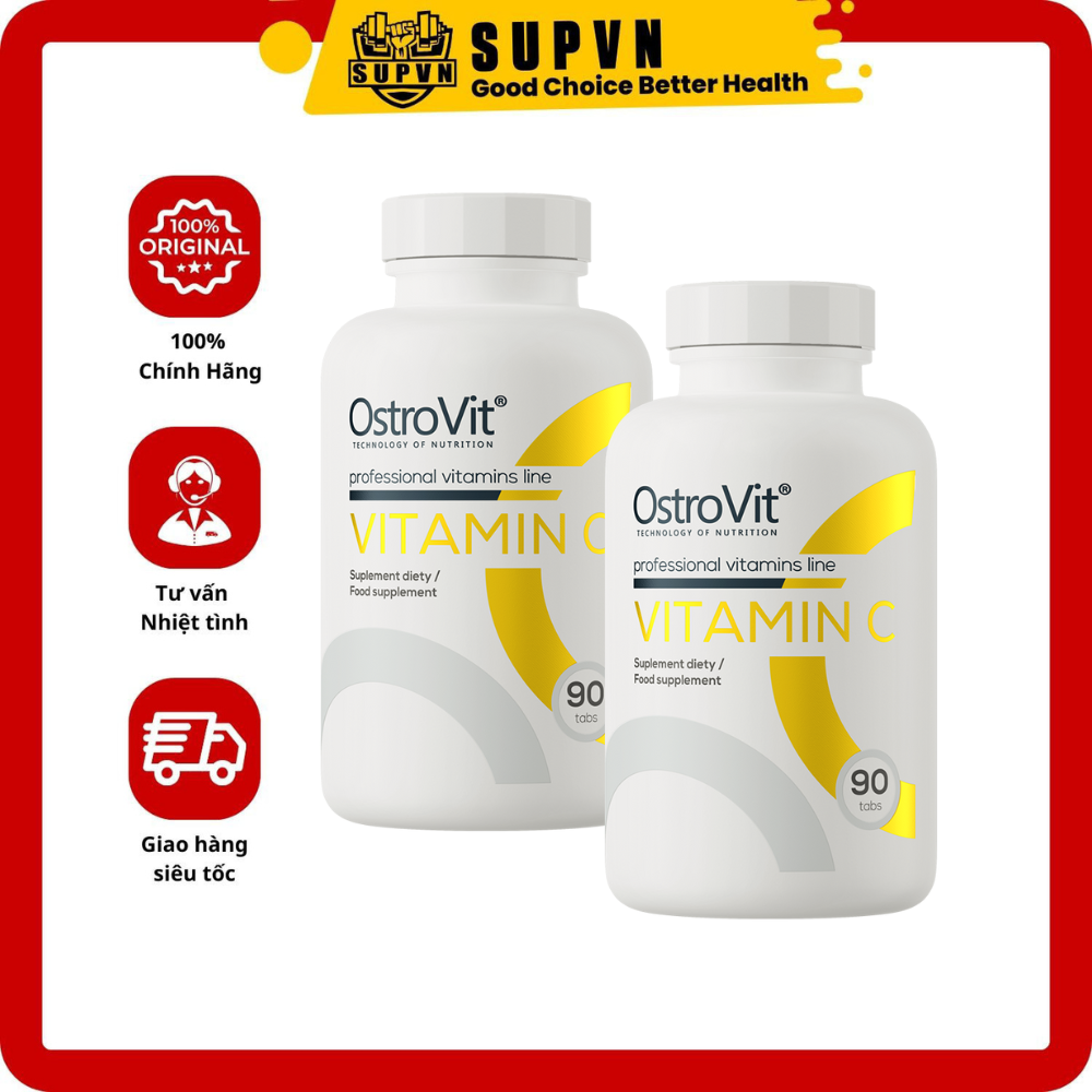 Ostrovit Vitamin C 500mg - 90 viên - Hỗ Trợ Hệ Miễn Dịch, Mờ Thâm, Sáng Da, Tăng Cường Sức Đề Kháng