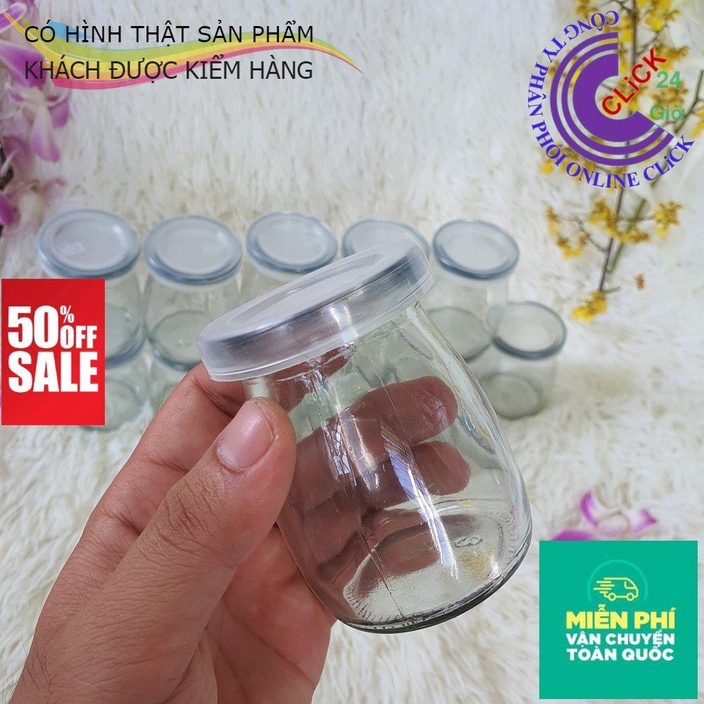 Set 12 Hủ/ Lọ Thủy Tinh 100ml Đựng Sữa Chua, Yaourt, Thạch, Thức Ăn Dặm Bé Nắp Nhựa Không Hôi - Hàng Cao Cấp