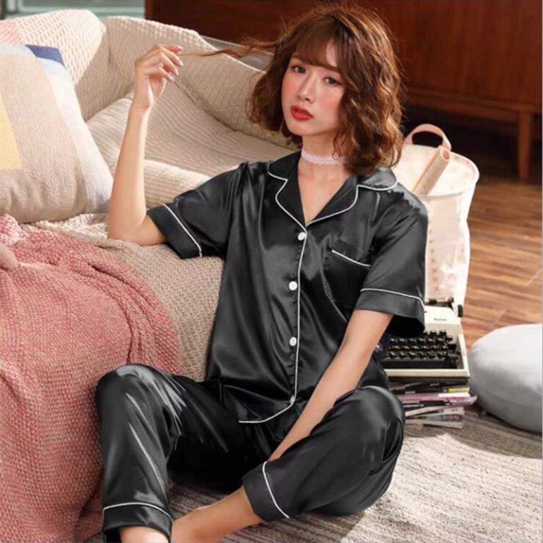 Bộ ngủ pijama lụa phi tay ngắn quần dài chất đẹp