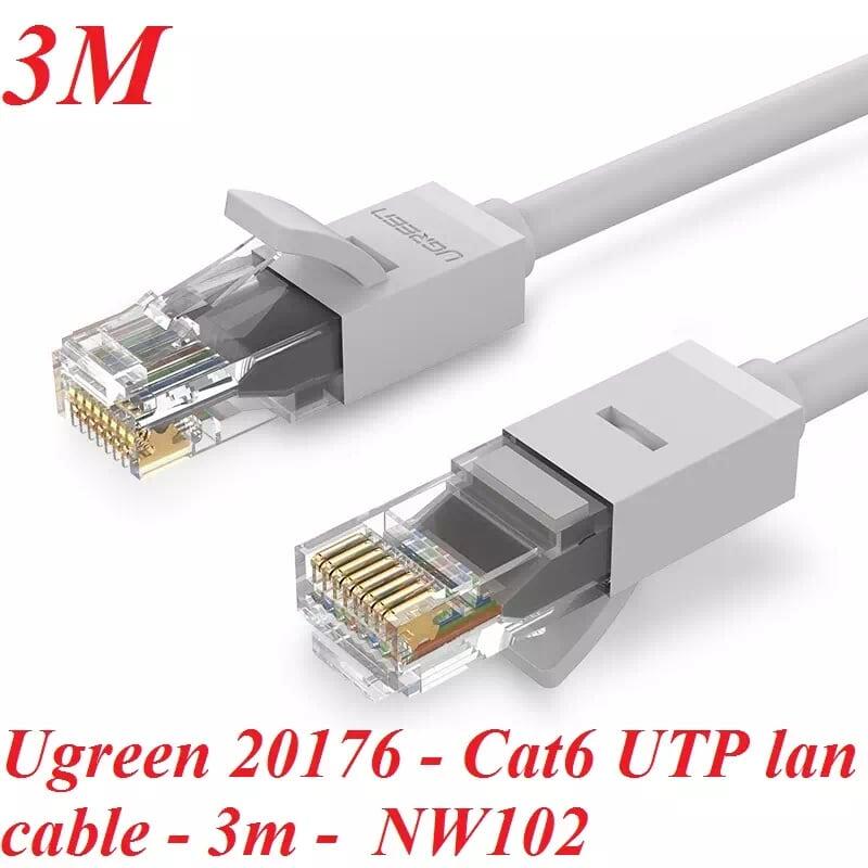Ugreen UG20176NW102TK 3M màu Trắng Cáp Mạng Lan Cat6 UTP - HÀNG CHÍNH HÃNG