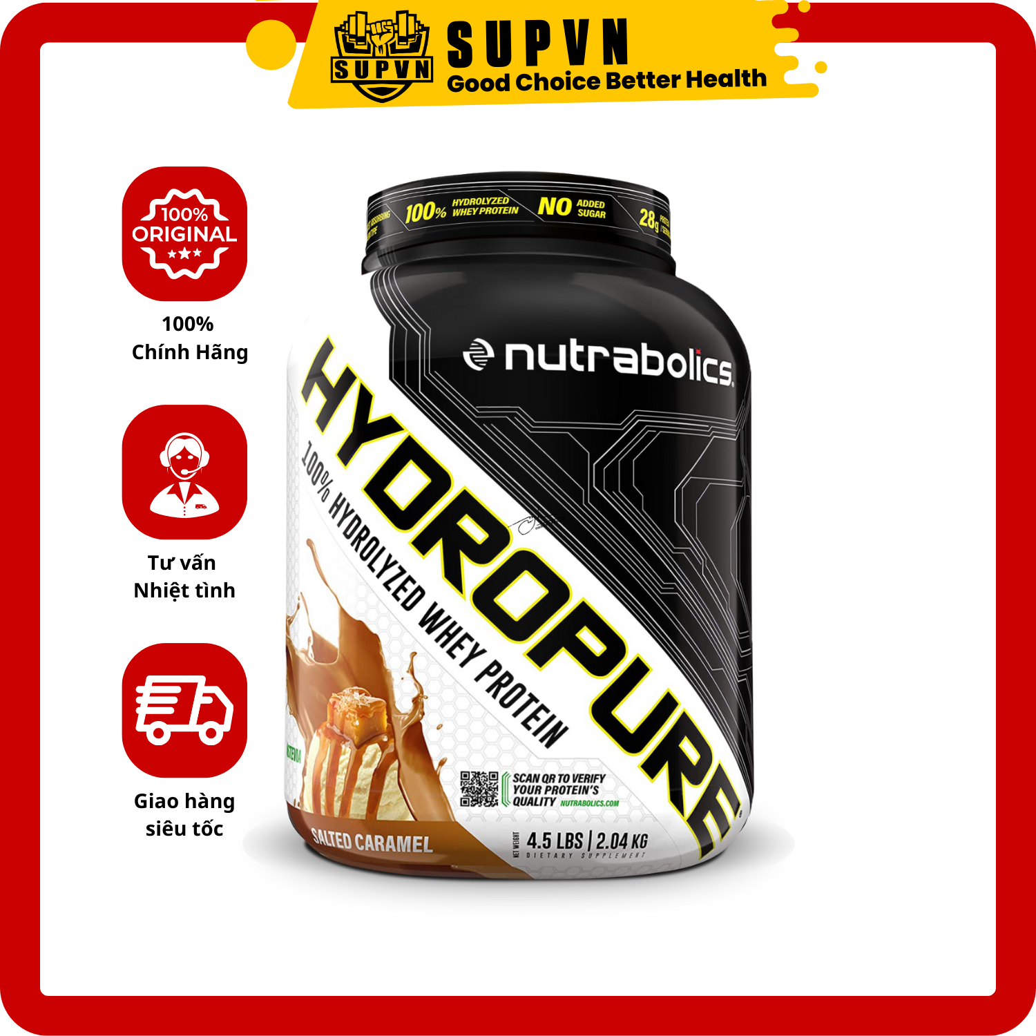 Whey hydropure hydrolyzed - Sữa bổ sung đạm hỗ trợ tăng cơ giảm mỡ whey protein 100% thủy phân 4.5lbs
