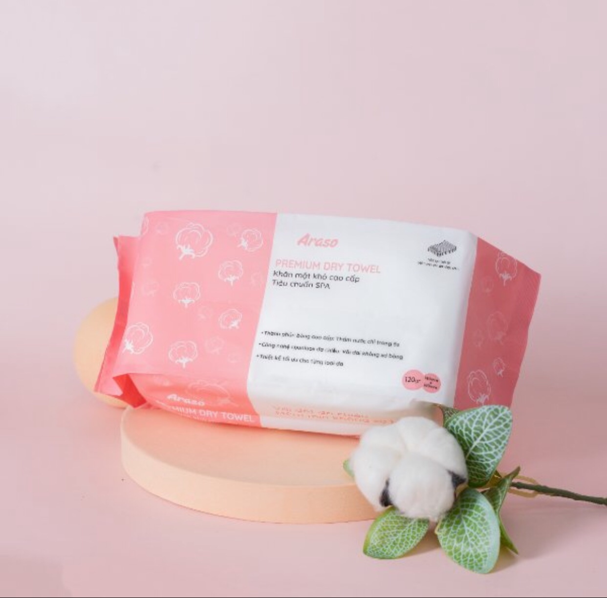 Khăn mặt khô cao cấp Araso 120g