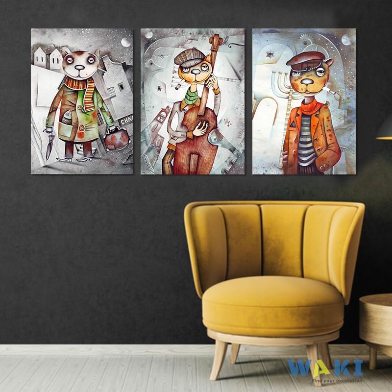 Bộ 3 tranh trang trí “3 chú mèo” – W307
