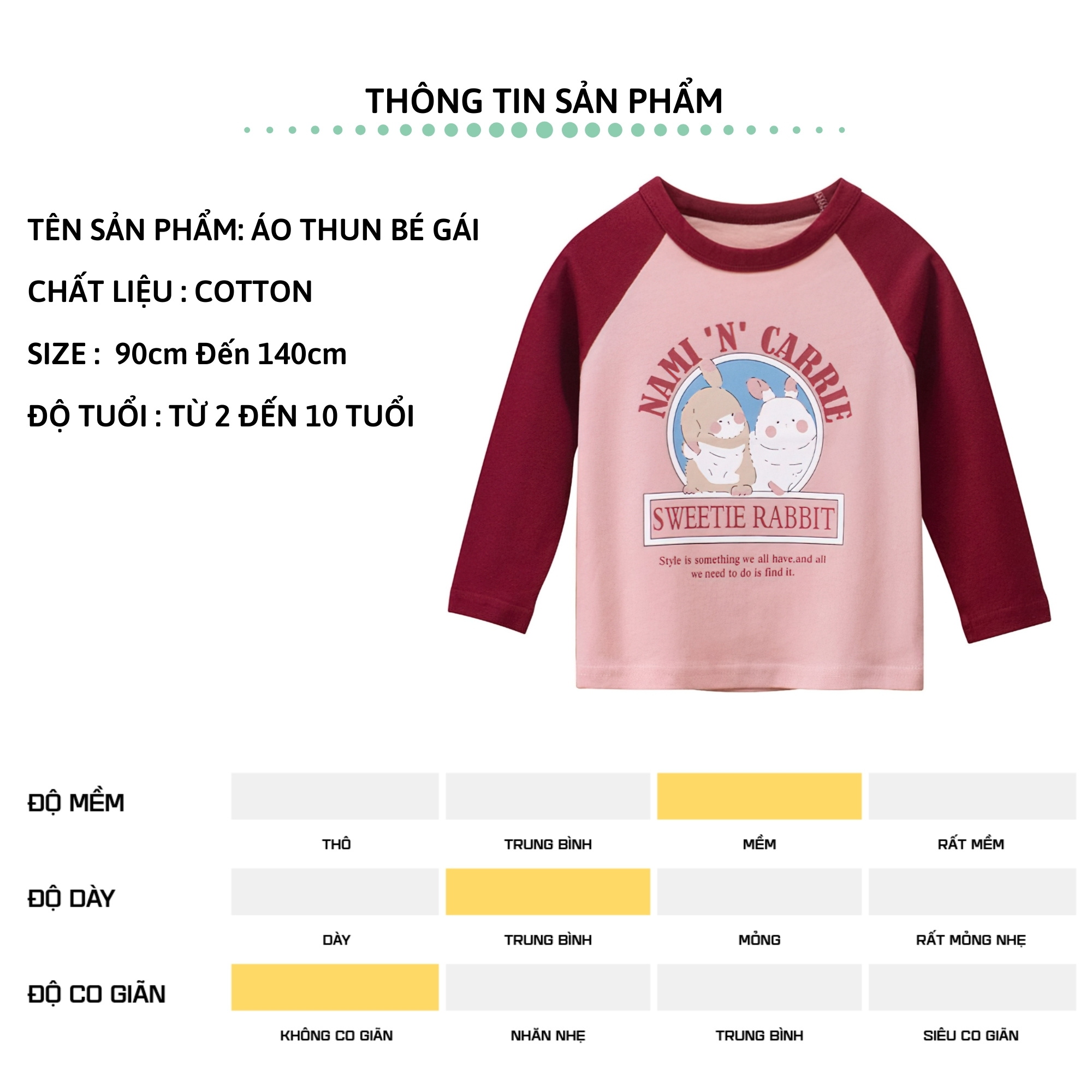 Áo thun dài tay bé gái 27Kids áo thu đông nữ 100% Cotton cho trẻ từ 2-10 tuổi GLTS1