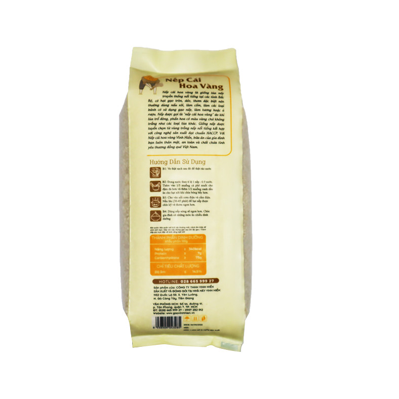 Nếp Cái Hoa Vàng Vinh Hiển Túi 1KG - Dẻo nhiều, thơm ngon