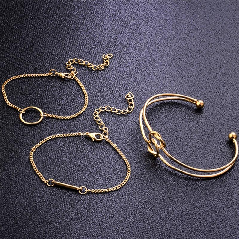 3pcs /set Simple Wind Simple Female Personality Knotted Ring Circle Diamond  Bracelet Jewelry  Bracelet