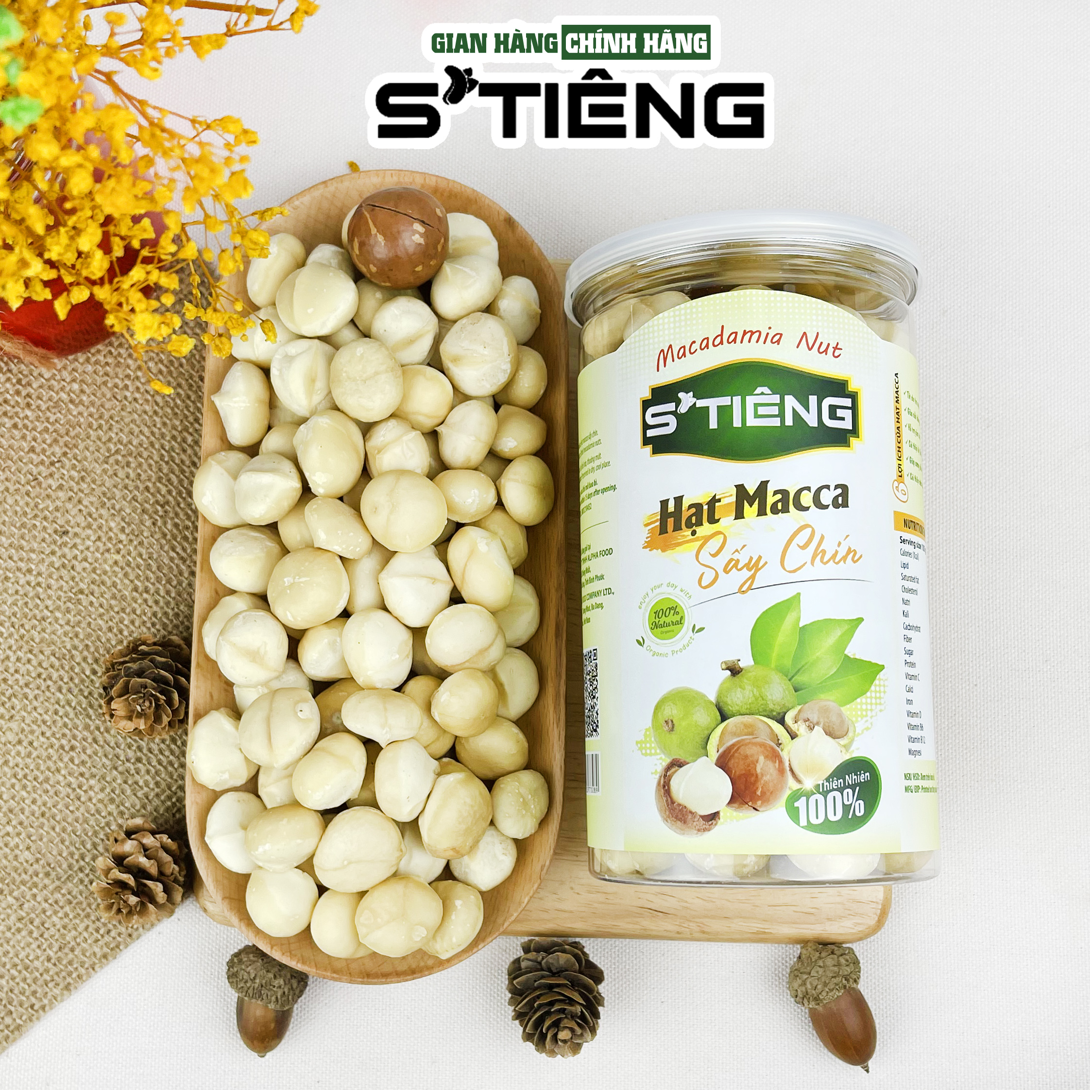 250Gr Nhân Hạt Macca Làm Sữa, Granola Sạch Vỏ S'TIÊNG Nguyên Hạt