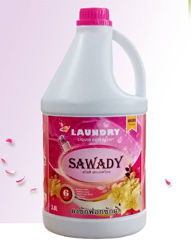 Nước giặt xả 6 in 1 Sawady  3,8L Hương Golden Mimosa tặng gói bột giặt phụ trợ siêu sạch (hàng nhập khẩu)