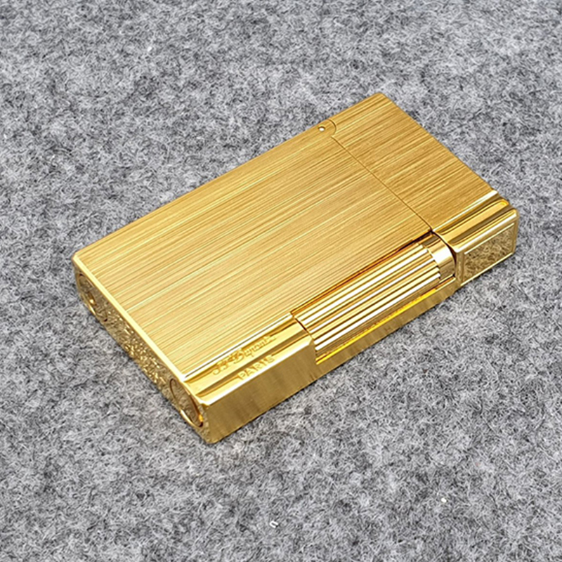 Vỏ Hột Quẹt Bật Lửa Upon Gas Đá  D163V/B Họa Tiết Hoa Văn Xước Dọc Kẻ Viền Màu Vàng/ Bạc - Dùng Gas Đá Cao Cấp