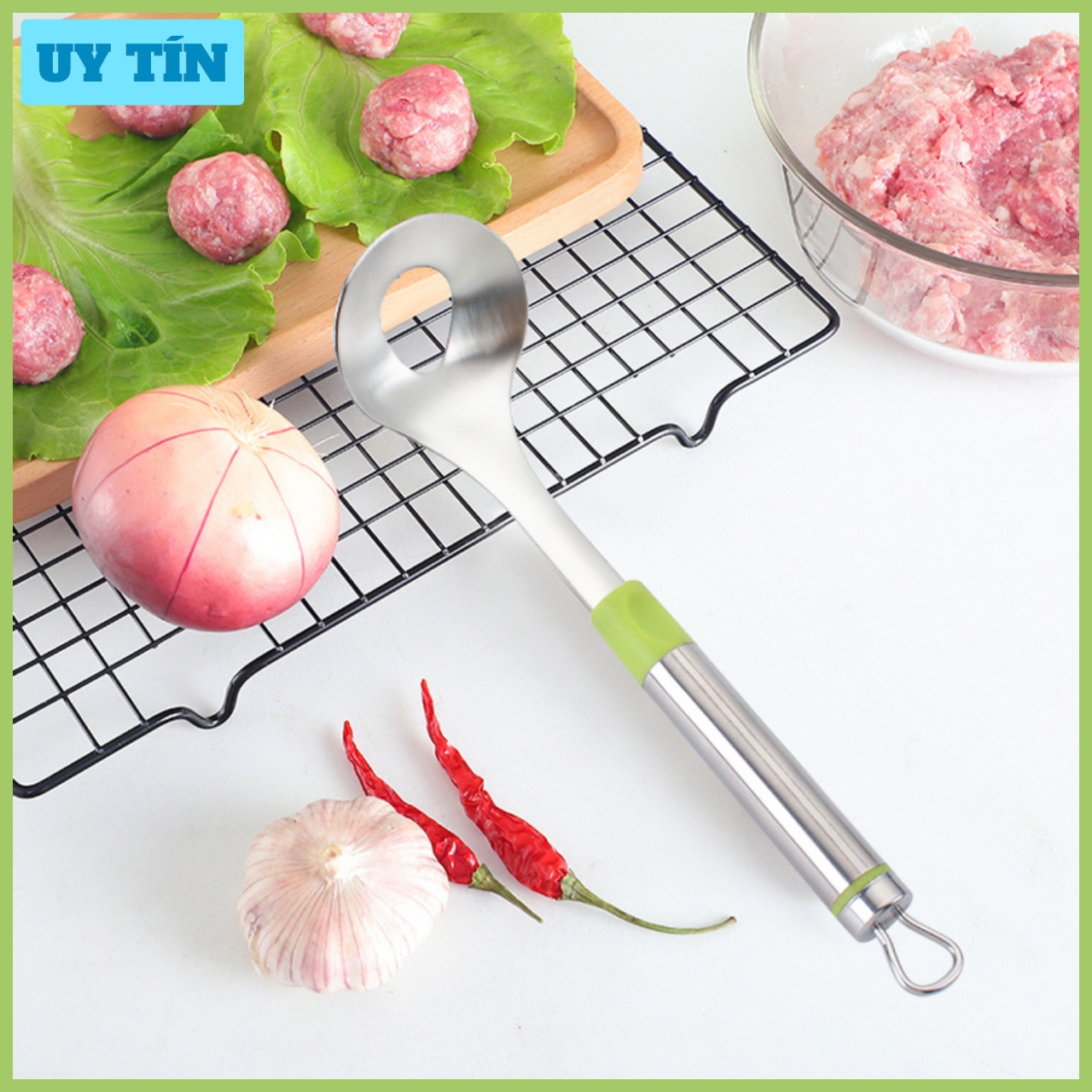 Combo Muỗng thìa SUS 304 Làm Khuôn Thịt Viên,Cá Viên, có chữ SUS 304