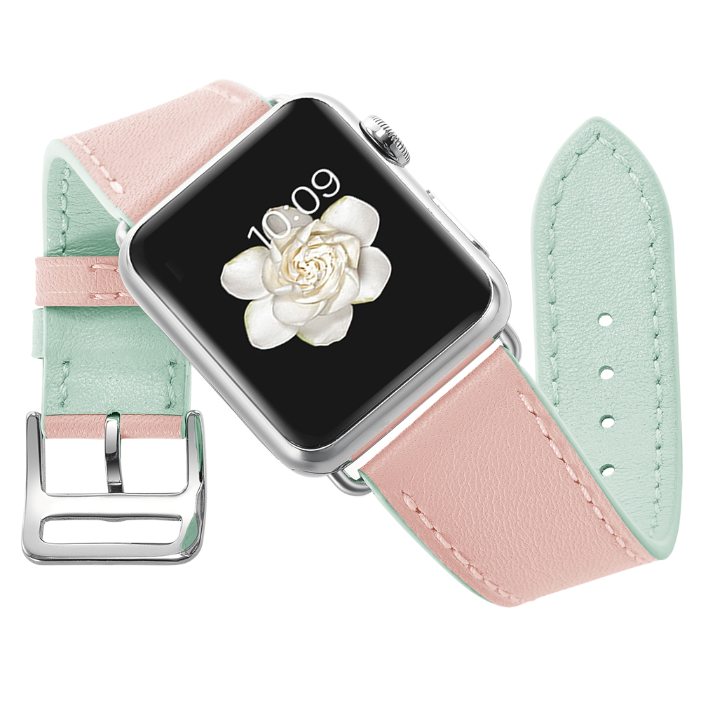 Dây Da Pink And Green cho Apple Watch Series 1/2/3/4/5