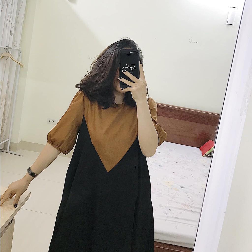 Váy bầu thời trang thiết kể cổ tròn phối V về đủcác màu cho các Mom lựa chọn